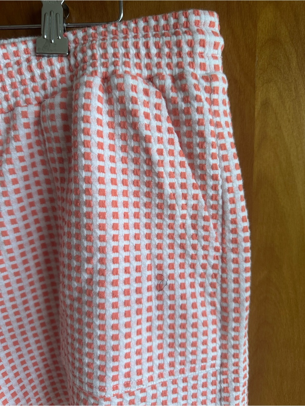 Lou & Grey coral and white Waffle Drawstring Athletic Shorts - Picture 2 of 6